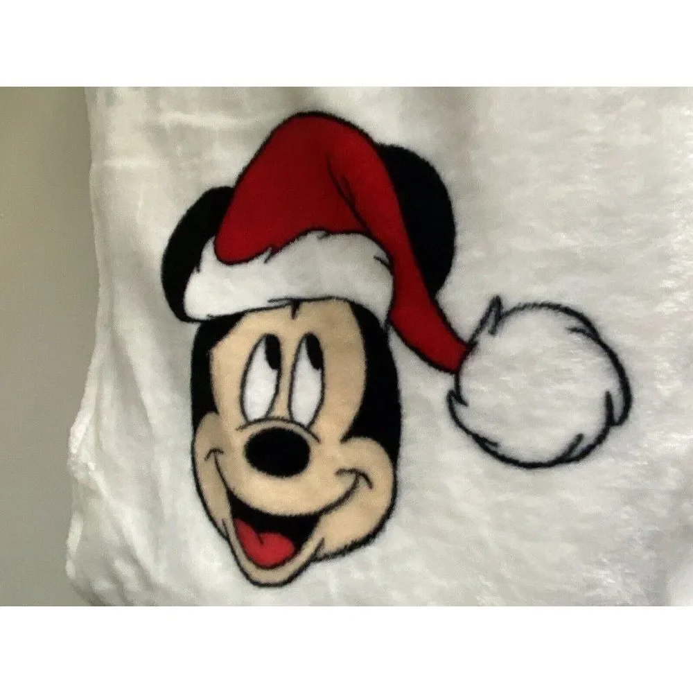 Disney Mickey Minnie Mouse Christmas SanTa Hat Soft Plush Throw‎ Blanket 50x70”